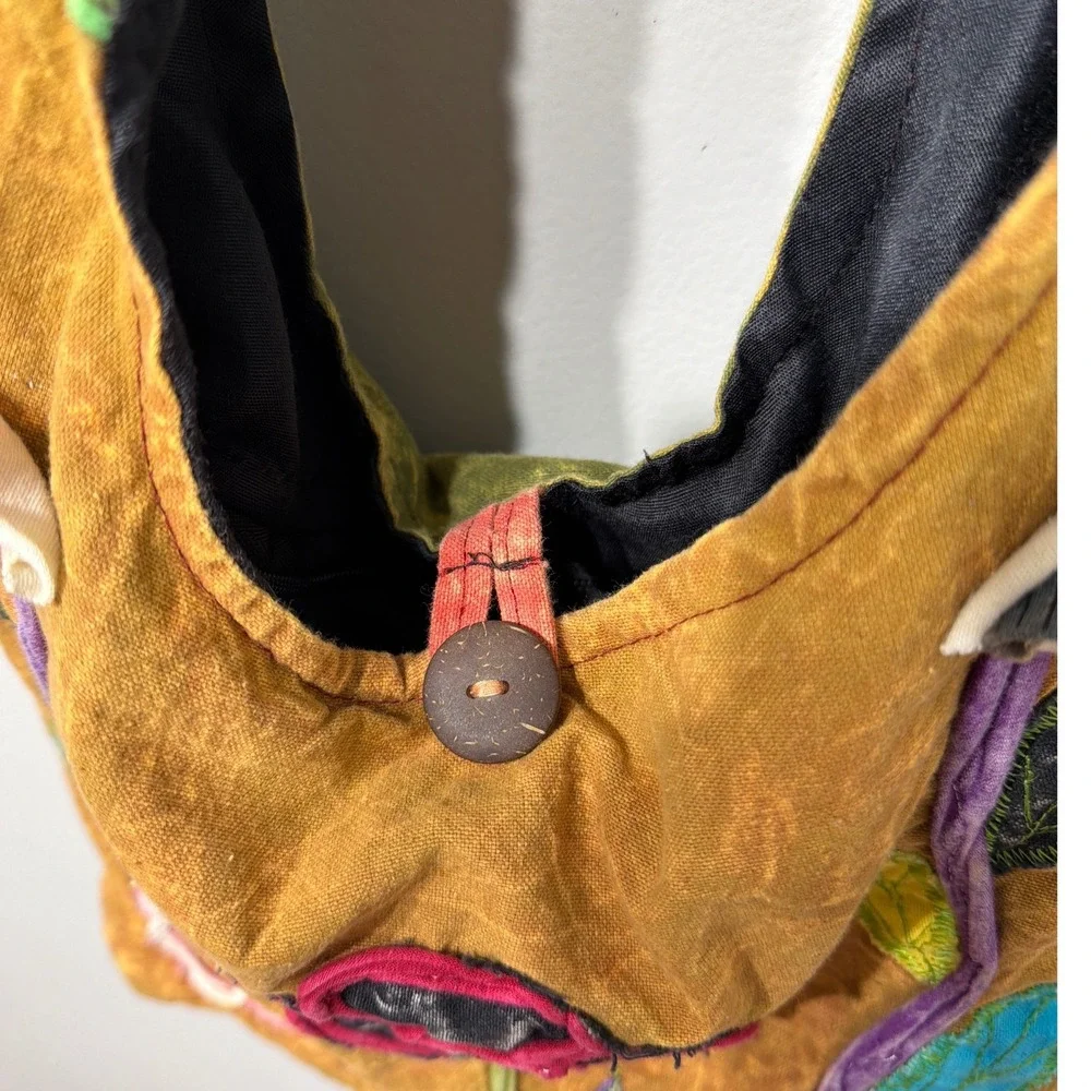 Boho Patchwork Floral Embroidered Cotton Hobo Bag Nepal Crossbody Hippie Slouchy